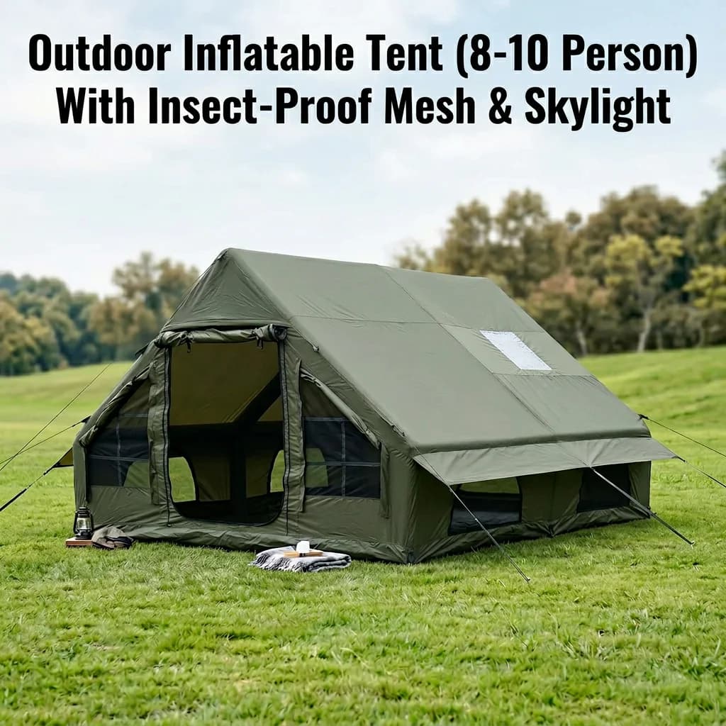 Ultralarge Camping Tent with 2 Sleeping Rooms and 1 Hall for 6-12 Persons Double Layer Waterproof Windproof for Outdoor Camping