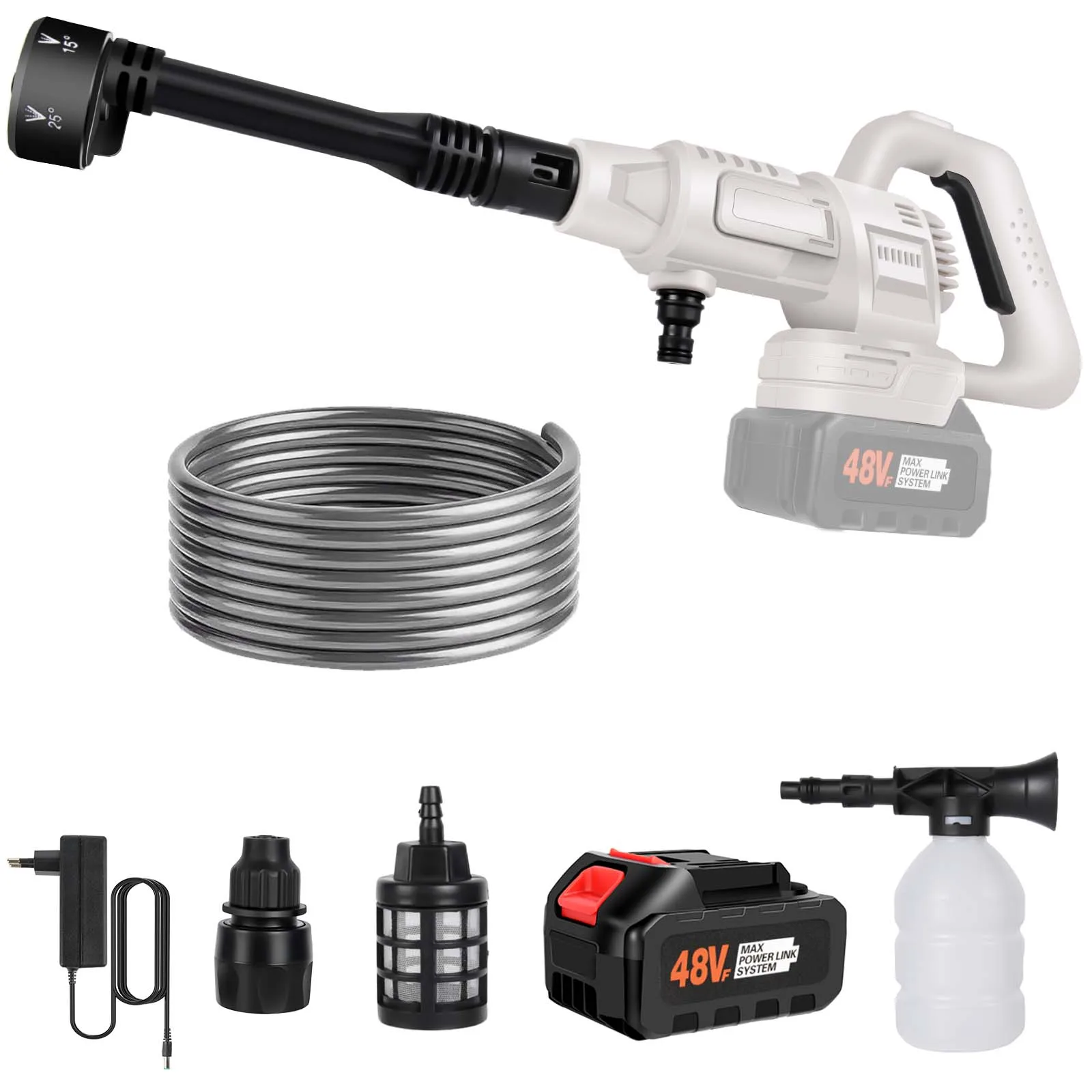 High pressure Cordless Car Washer Water Spray Gun Brushed Motor 6-in-1 Adjustable Nozzle Cleaner Washer Spray Water Cleaning Machine