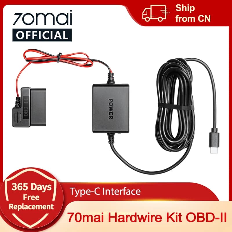 70mai Adjustable Hardwire Kit OBD II Type-C Interface Plug & Play 70mai OBD Kit 24H Parking Surveillance for 70mai Dash Cams