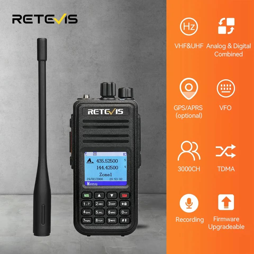 Retevis RT3S Walkie Talkie DMR Radio Long Range Walkie Talkies Camping Ham Radio UHF VHF GPS AES256 Encryption Digital Portable