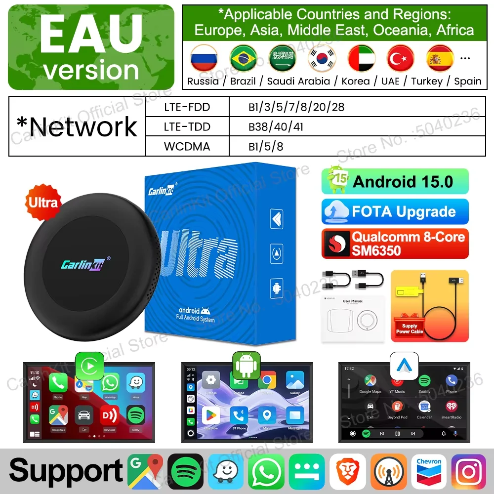 CarlinKit CarPlay Ai Box Android 15 Ultra2 SM6350 8GB+128GB Smart Android TV Box Wireless CarPlay Android Auto GPS For OEM Cars
