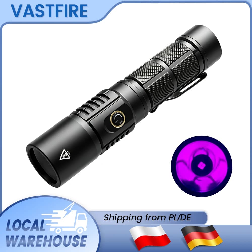 365nm UV Taschenlampe USB-C Rechargeable, Blacklight Flashlight for Pet Urine Detector & Resin Curing, Waterproof UV Torch for Money Check, EU Local Stock