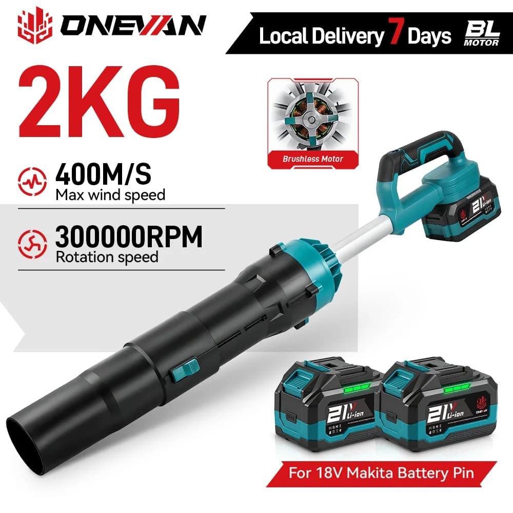 ONEVAN 8000W Brushless Electric Air Blower Jet Fan 400M/S Cordless Blower Dust Snow Removal Tool for Makita 18V Battery Pin