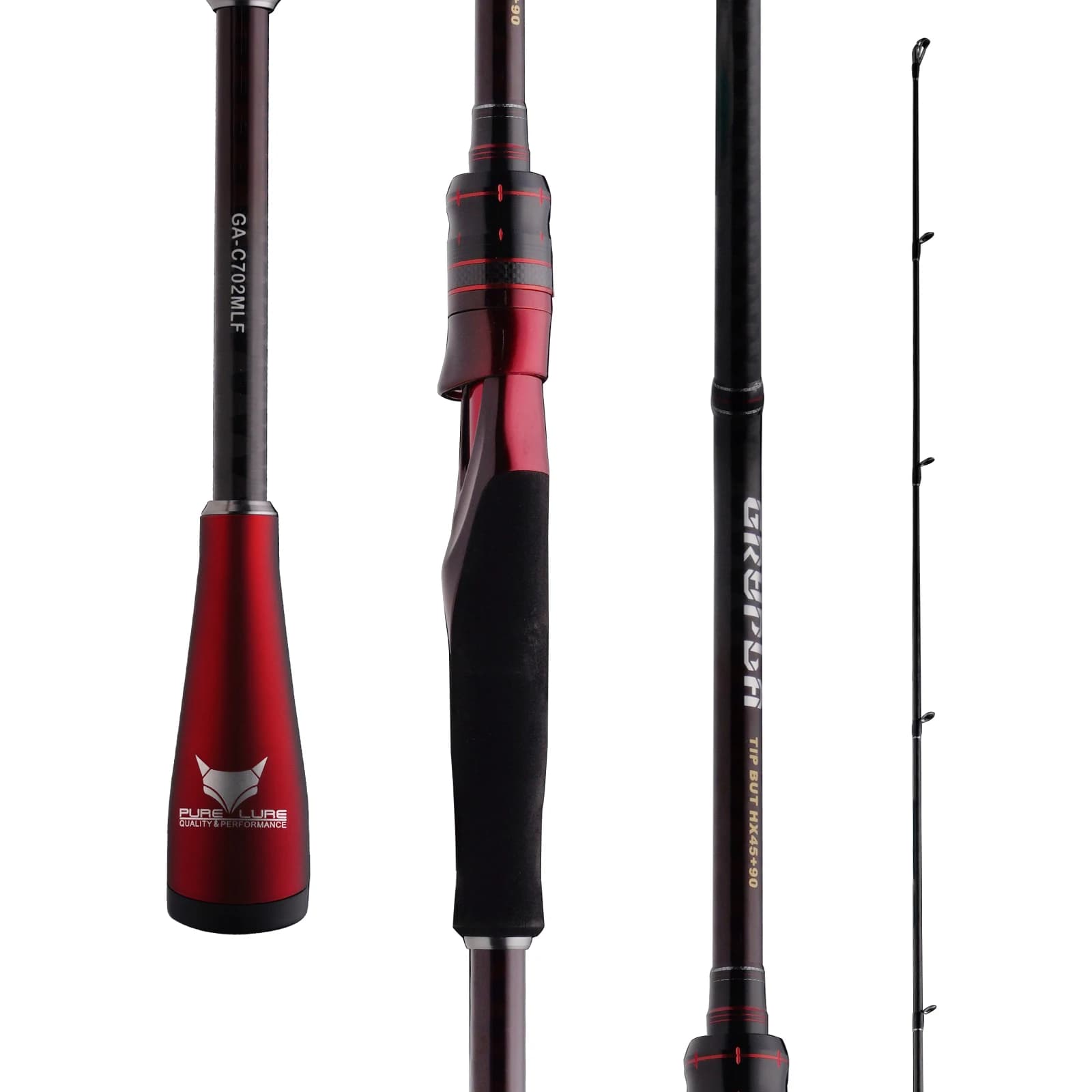 PURELURE GRUPLA Spinning & Casting Fishing Rod 1.98-2.51m Fast/Extra Fast Action Light-MH Power Fuji Guide Rings 30T Carbon Fiber Blank Sturdy Reel Seat Carbon Triangle Handle