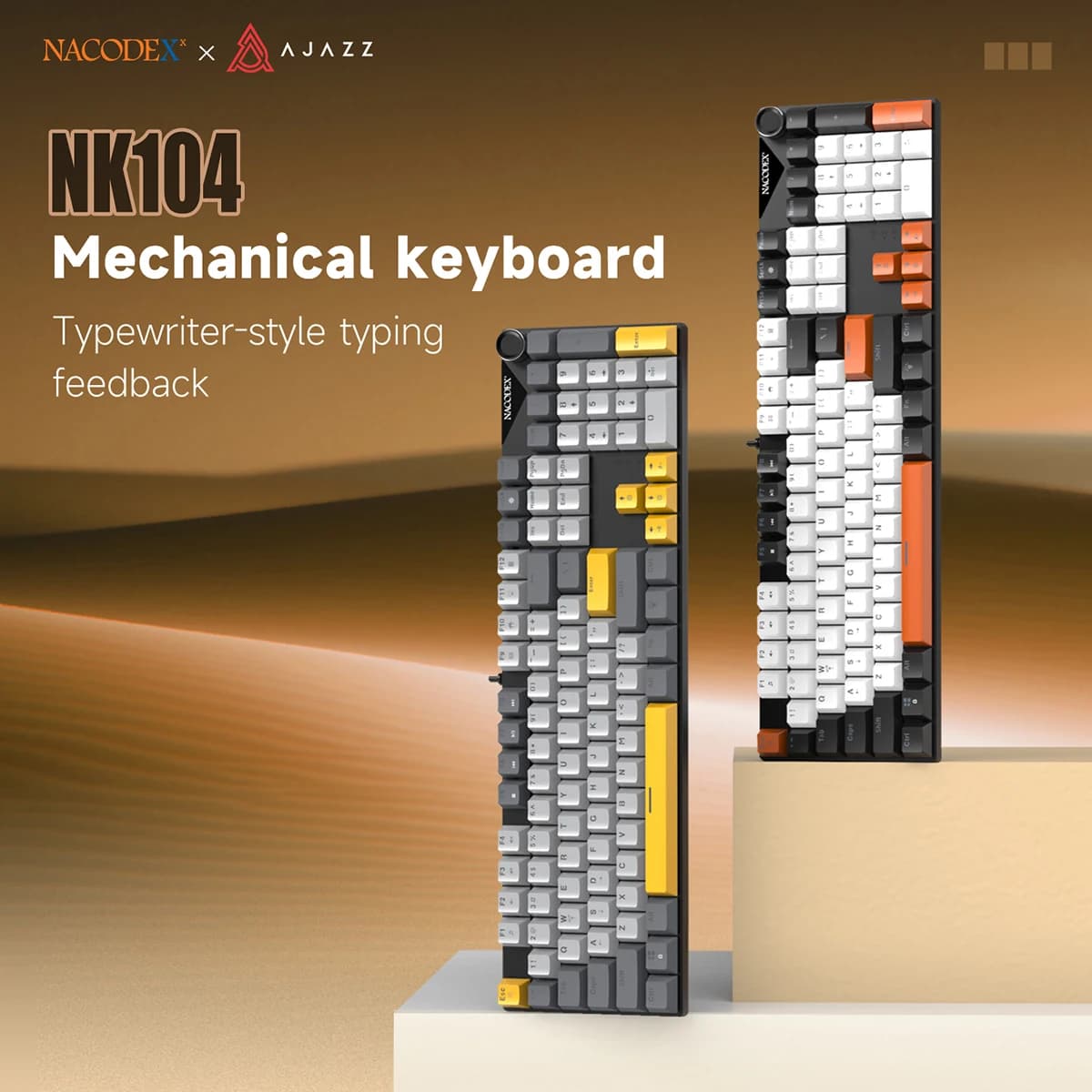 AJAZZ NK104 Full-Size Wired Mechanical Gaming Keyboard, OEM Profile Keycaps, Hot-Swappable, for PC Gaming & Office