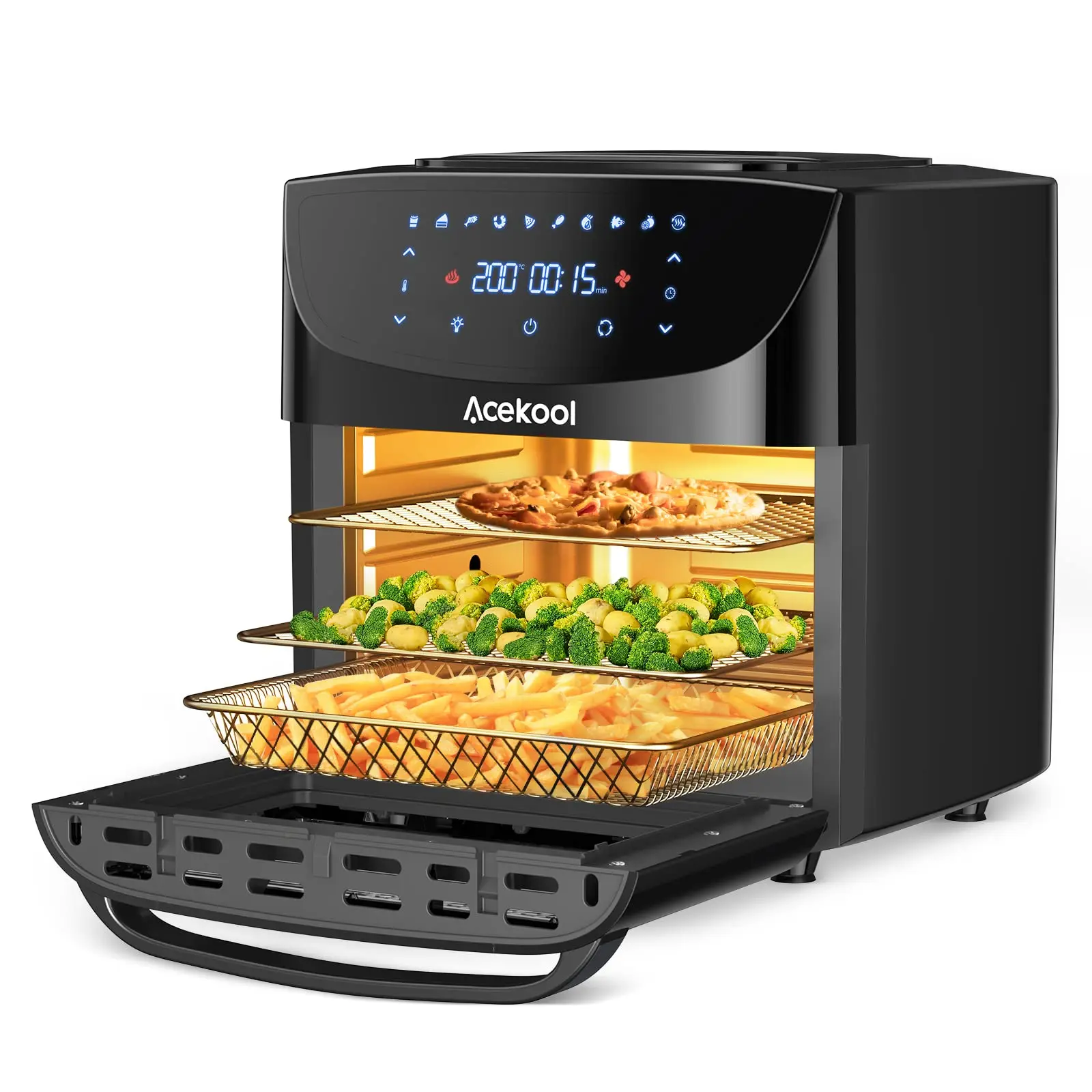18L Air Fryer Oven 8-in-1 Digital Touchscreen Air Fryer 1800W Rapid Air Circulation Oil-Free Mini Oven With Accessories