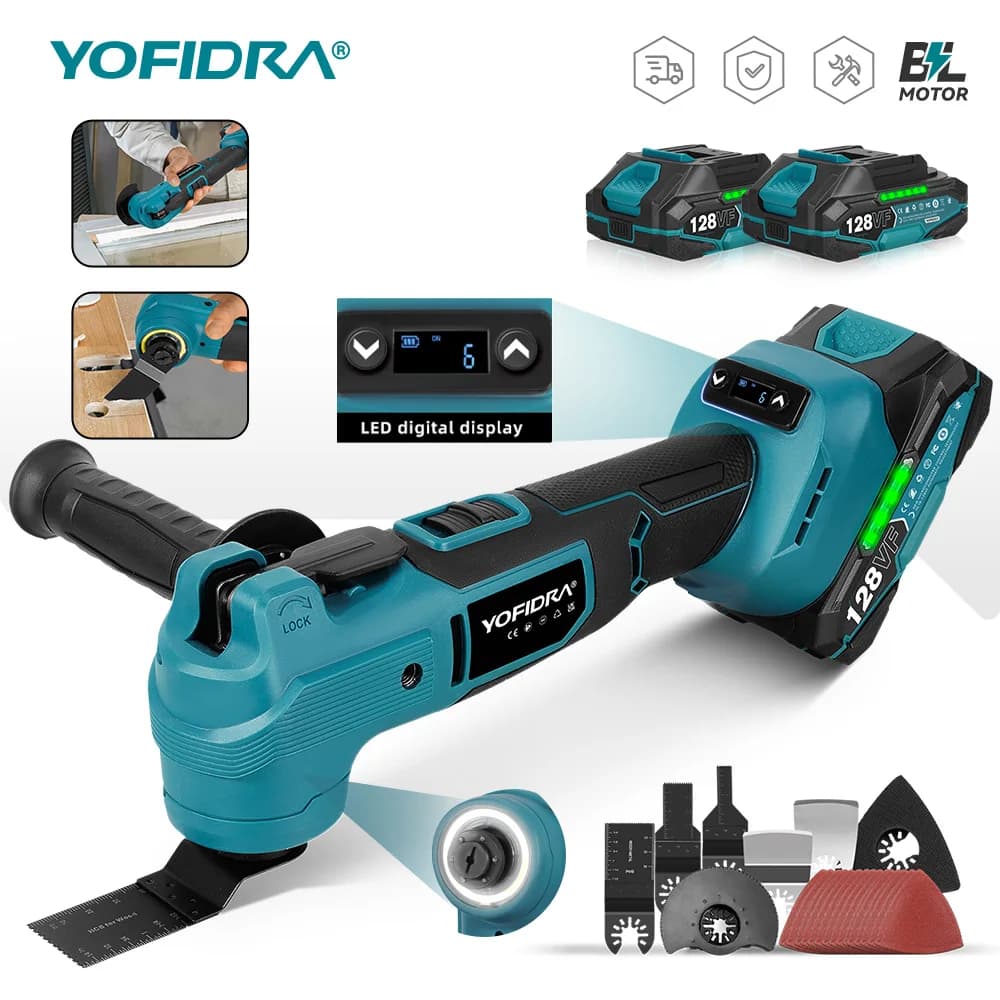 YOFIDRA 1000W Oscillating Multi Function Tool Electric Saw Trimmer Cutting Sanding DIY Power Tool For Makita 18V Battery Pin