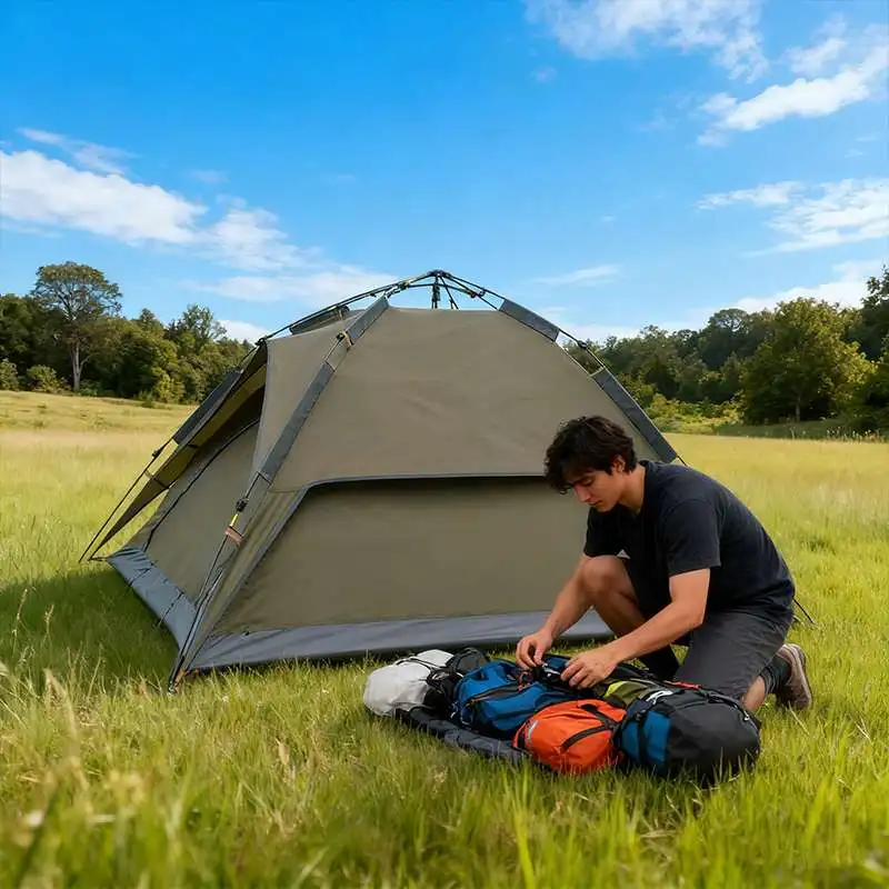 Automatic tent Double Wall Waterproof Foldable Camping tent-Army Green