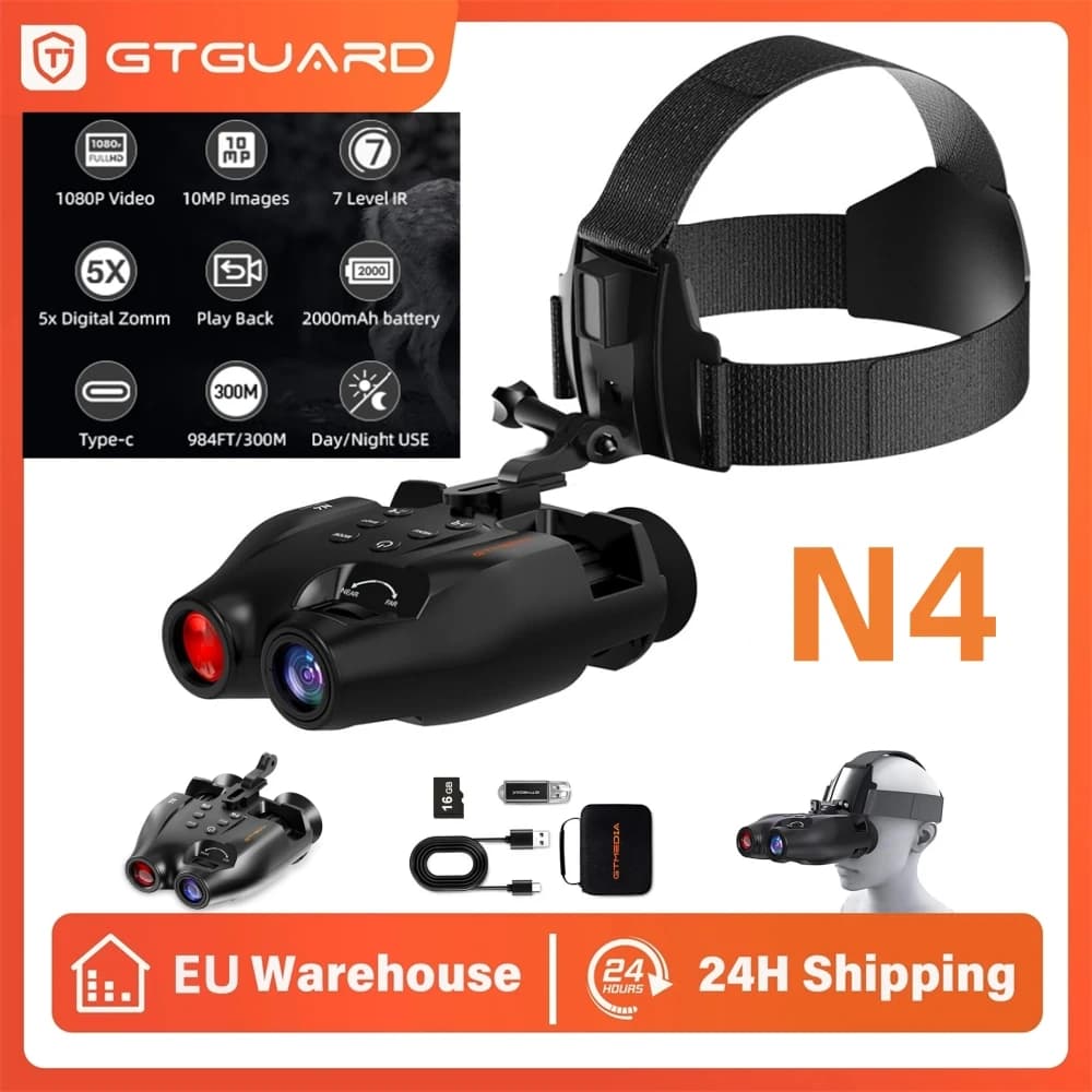1080P Night Vision Binoculars 5X Digital Zoom Head Mount Photos Videos Infrared Night-Visions Goggles Day/Night Hunting Wildlife