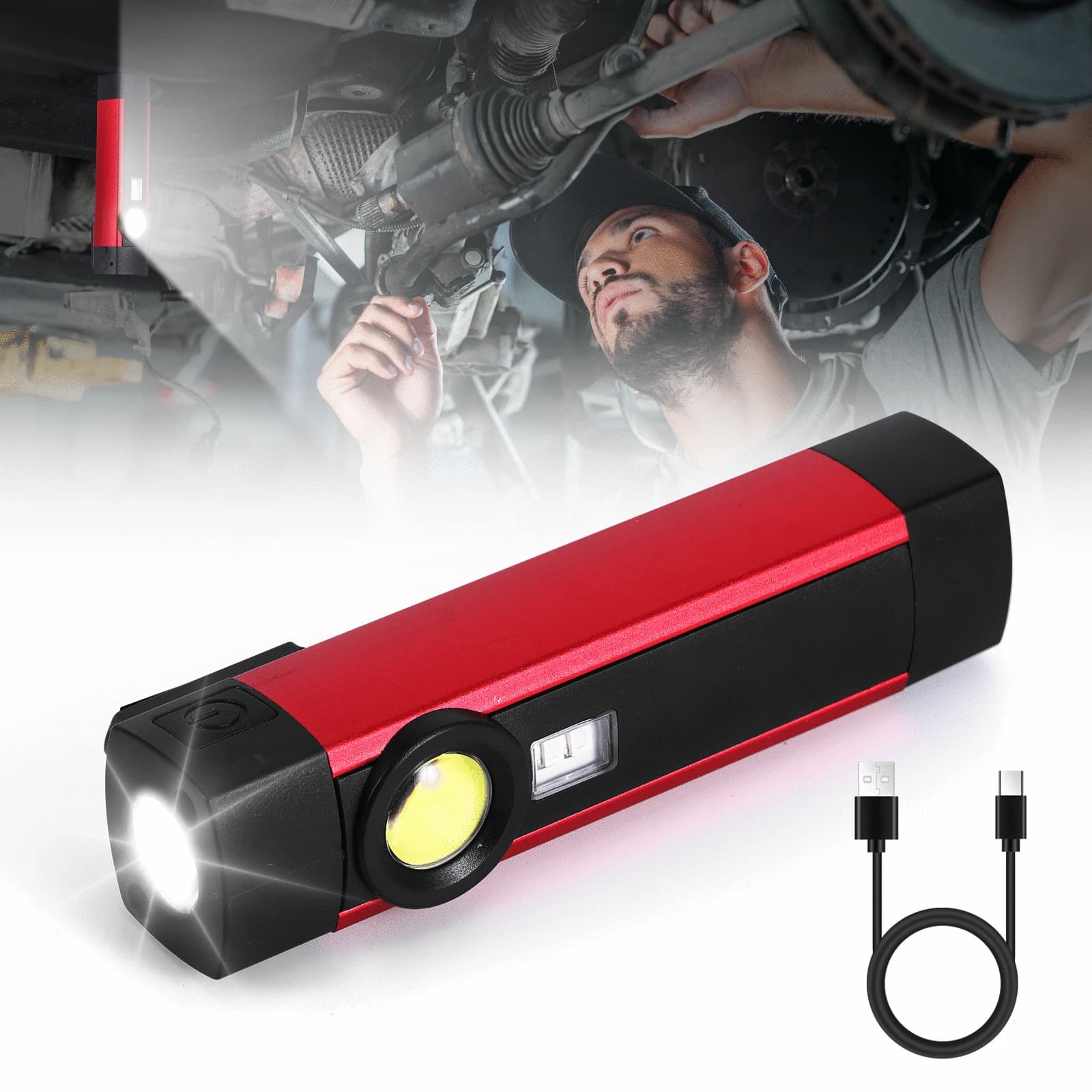 Rechargeable EDC Flat Flashlight 4 Modes Magnetic Small Pocket Flashlights COB Powerful Waterproof UV Torch for Working Camping
