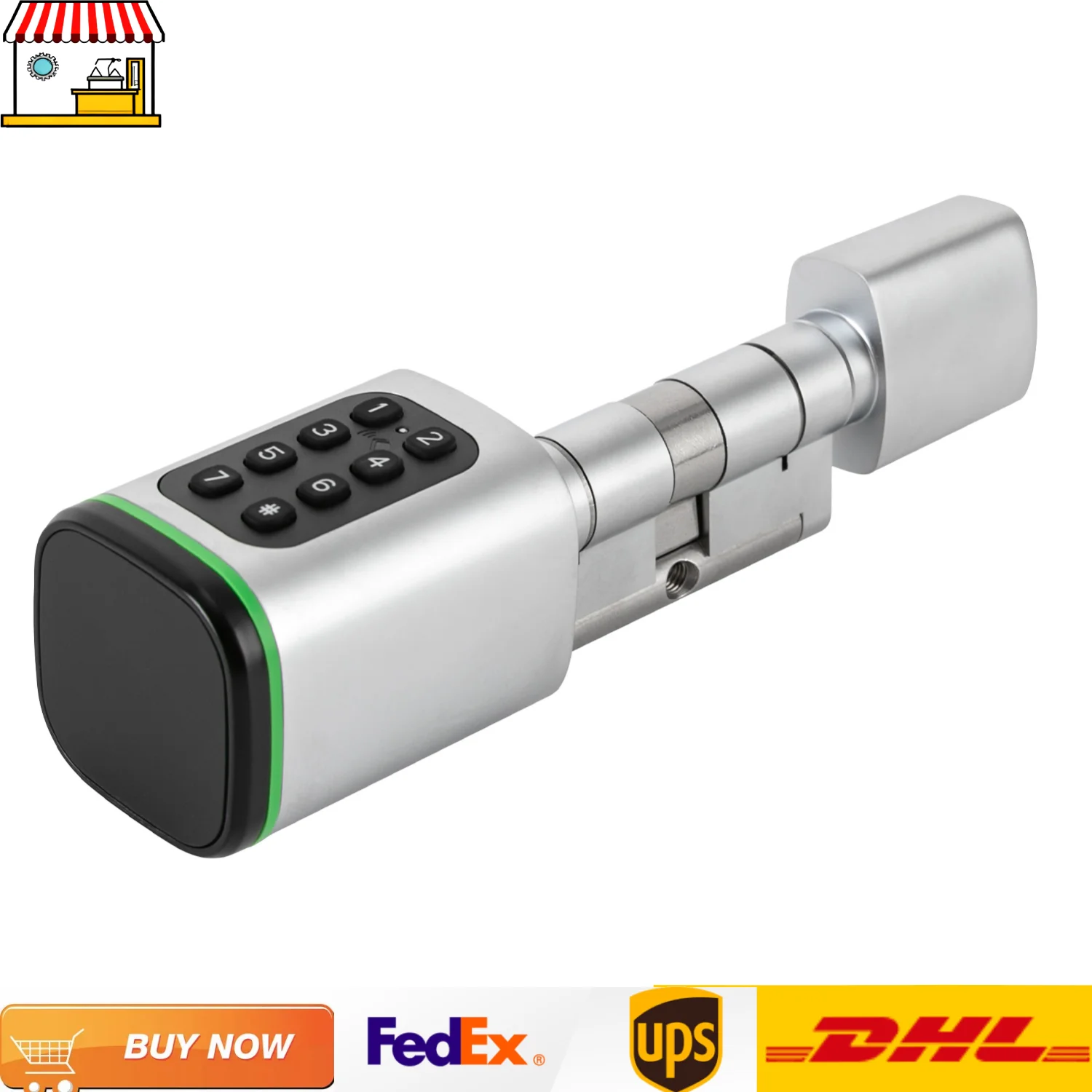 Smart App Lock Cylinder for 35-45mm Thick Doors| App, Keycard, Password Unlocking Keyless Lock Cylinder Lock