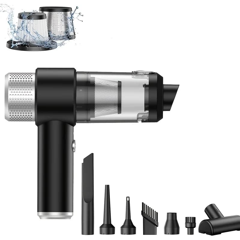 Vyvylabs 15000PA Handheld Car Vacuum Portable Cordless 4-in-1 Air Duster and Vacuum Cleaner with Multi-Nozzles 120W High Power for Car Home Office Car