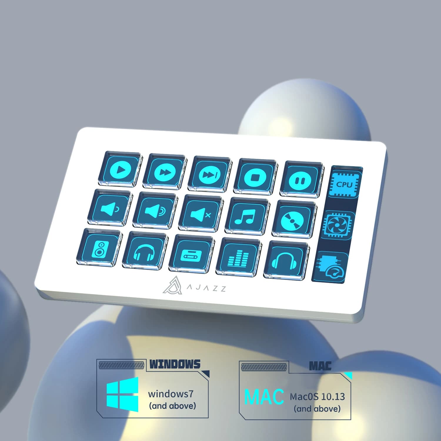 AJAZZ AKP153 Streaming Studio Controller Keypad Type-c Wired with 15 Macro LCD Key&1 Side Screen Display Detachable Stand