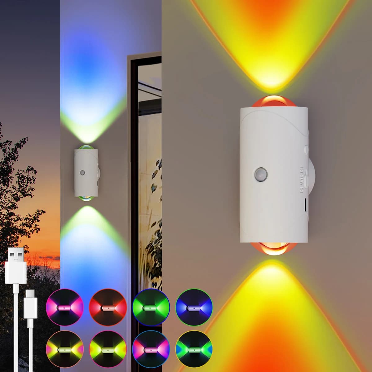 4PCS/2PCS Multi-scene Smart RGB USB Night Light, 8 Light Modes, Intelligent Motion Sensor and Magnetic Lamp for Corridors & Room