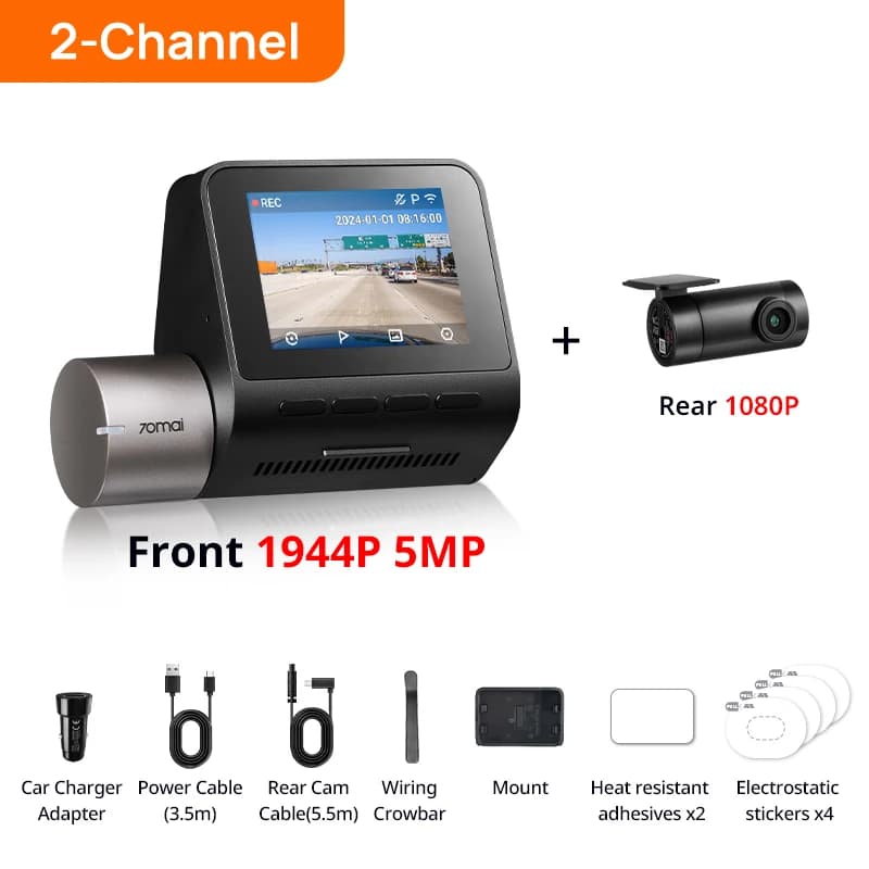 Global Version 70mai Dash Cam A510 1944P 3K Image HDR GPS ADAS 140FOV 24H Parking 4G Car DVR 70mai A510 Support Rear Cam