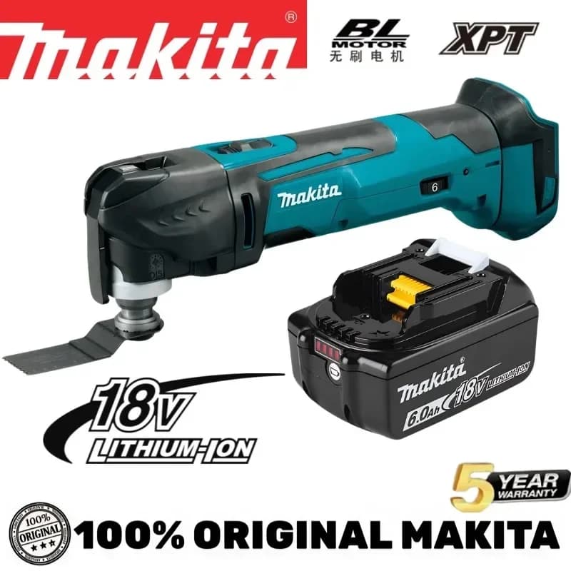 Original Makita DTM51 Battery  Cordless Multi Tool Kit with 6 Blades for Sanding Cutting Scraping Renovation Projects