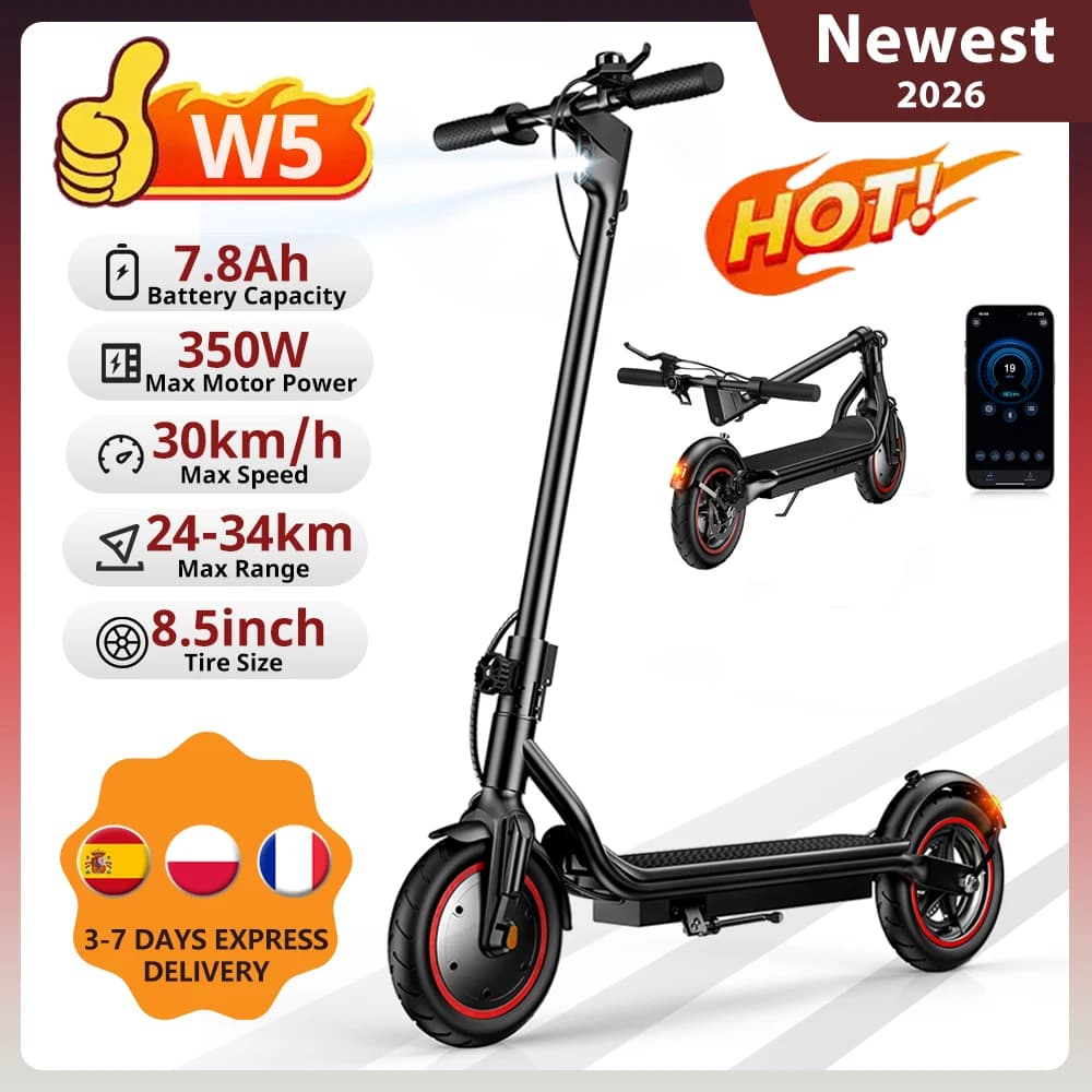 W5/W3 City Electric Scooter 8.5 Inch Tire 350W 36V7.8Ah Max Speed 30km/h Range 24-34km Dual Brake With APP Electric Scooters