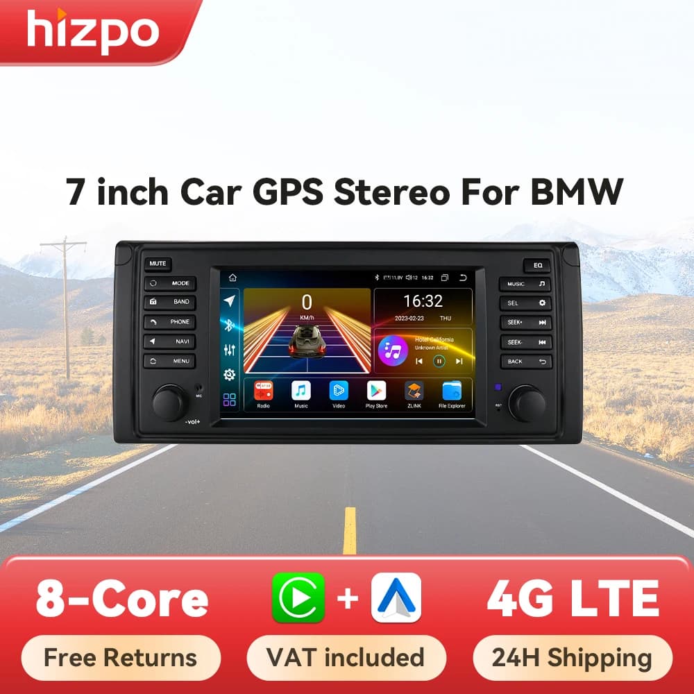Hizpo Car Intelligent Systems for BMW 5 Series E39 X5 E53 M5 1996-2003 Multimedia 2din Autoradio Android 13 Auto Carplay 7862 4G