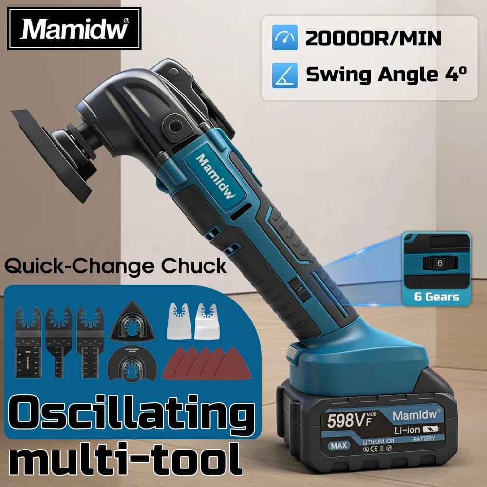 Cordless Oscillating Tool, Variable Speed Brushed Tool, Swing Multi-Tool Kit for Cutting Wood, Grouting Removal & Sanding Toolfor Makita 18v Battery PIN