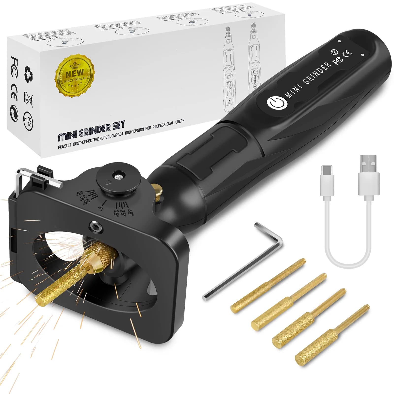 Handheld Electric Chain Saw Sharpener Portable Rechargeable High Power Upgraded High Speed Chain Saw Sharpening Tool Black