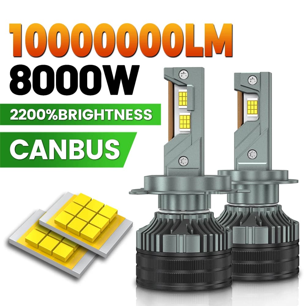 H7 H4 Led Canbus Car Headlight Bulbs 8000W 10000000LM H8 Led Lamp H9 H11 HB3 9005 HB4 9006 H1 9012 Hir2 LED 6000K Fog Light 12V