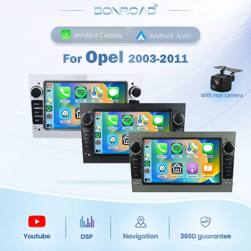 BONROAD For Opel Astra H J Vectra C Vauxhall Antara Cosa C D Zafira Vivaro Combo Meriva Veda 7inch Wireless Carplay Car Radio Android Auto RDS GPS Navigation DSP AutoLink Airplay