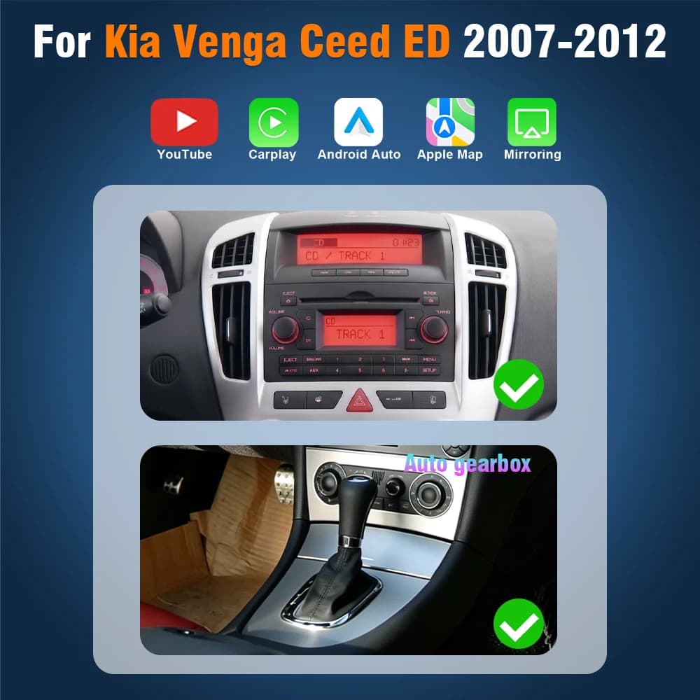AUTOTOP 7" Touch Screen Car Radio For Kia Ceed Cee'd ED 2007-2012 Linux Multimedia Player GPS Navigation Stereo Head Unit Wireless Apple CarPlay Android Auto YouTube Bluetooth USB MirrorLink DSP AHD Rear Camera Steering Wheel Control