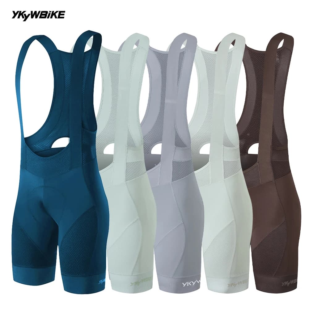 YKYW Men's Pro Team Bib Shorts Summer Outdoor Wear Breathable Bicycle Sports Clothing Tights Bike Blue Gray Bib Shorts 6 Hours
