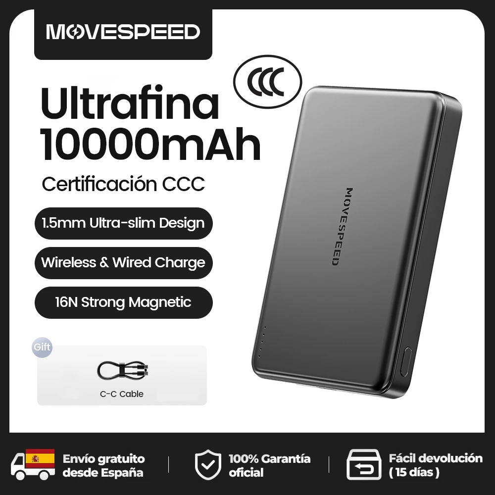 【CCC】MOVESPEED PBS10 Magnetic Power Bank 5000mAh Wireless Fast Charge Powerbank Mini Portable Battery Charger for iPhone 16 15 14