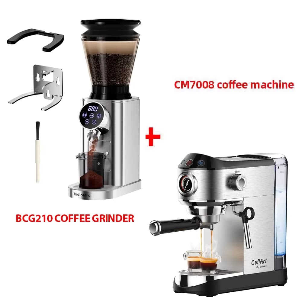 BioloMix Professional Conical Burr Grinder 48 Adjustable Settings with Removable Holder for Espresso Drip and French Press