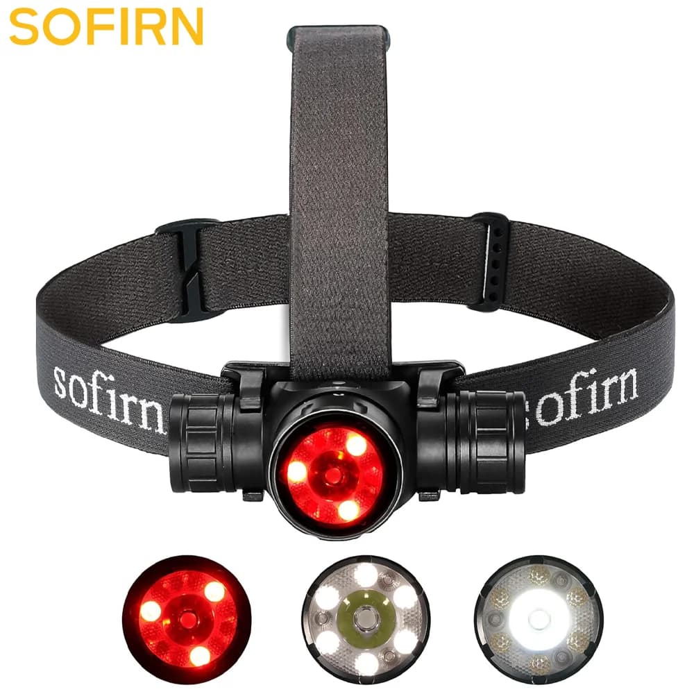 Sofirn HS21 2000lm EDC Headlamp 18650 USB C Rechargeable Flashlight SFT40 Powerful Headlight With Infrared Switch