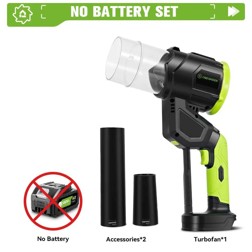 ONEGREEN 7000W Brushless Cordless Electric Turbo Blower 2IN1 Leaf Dust Snow Blowing Cleaning Tool For Makita 18V Battery pin