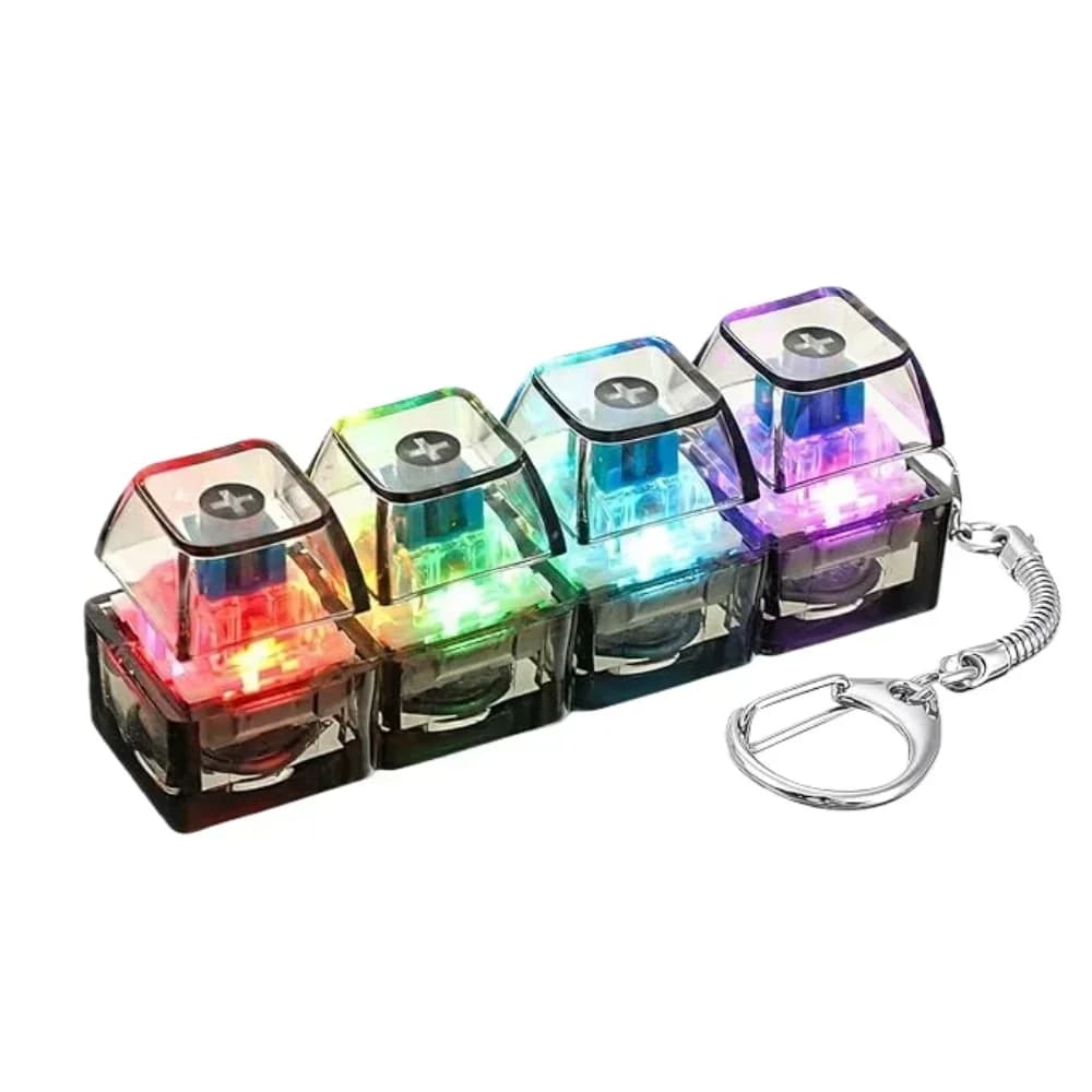 4-Button Fingertip Keyboard Keychain RGB Keyboard Fidget Toy with Lights for Stress Relief Decompression Calming Accessories