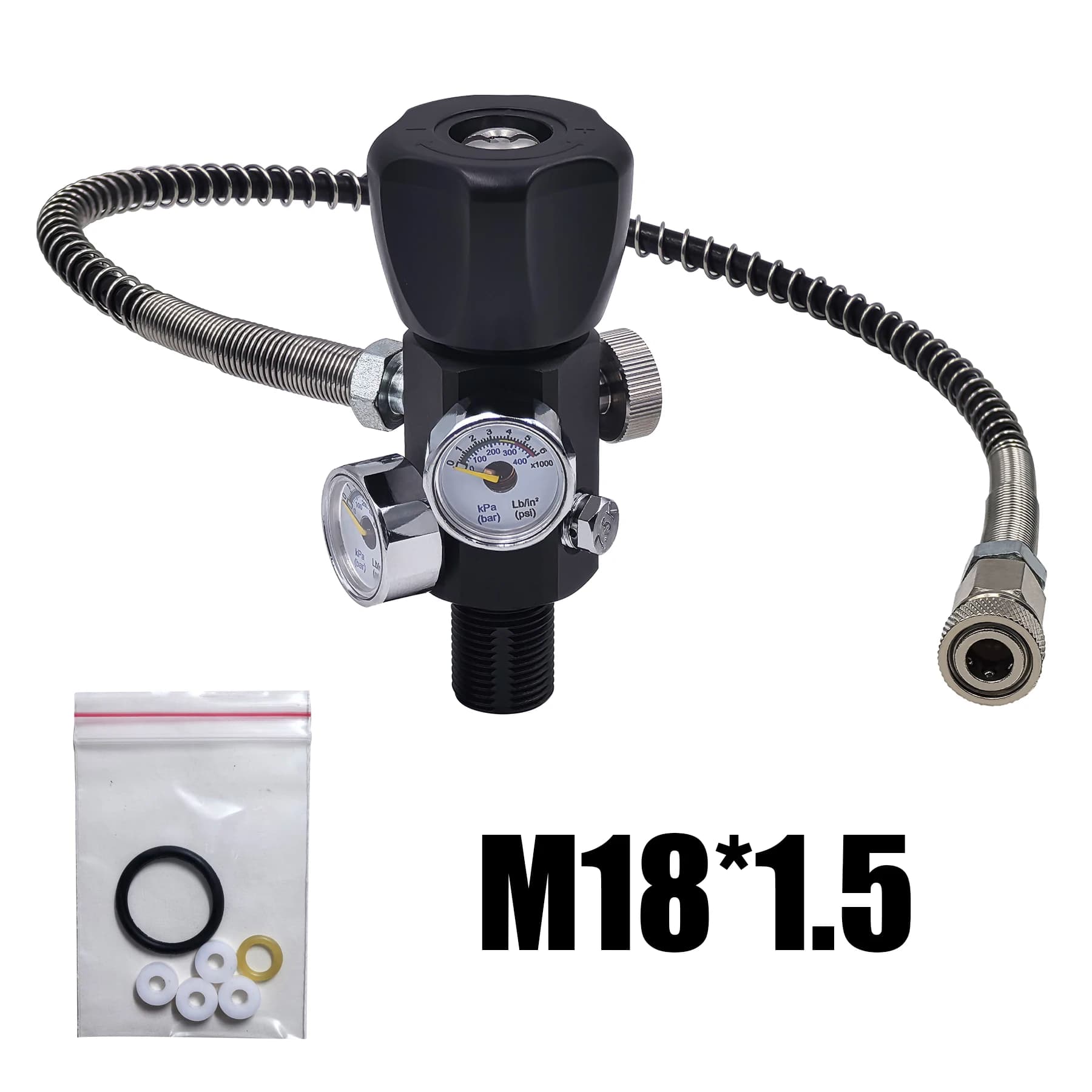 DIN Valve Air Tank Charging Valve Filling Station Cylinder Refill Adapter 4500psi/300bar Dual Gauges Thread M18*1.5 or 5/8-18UNF
