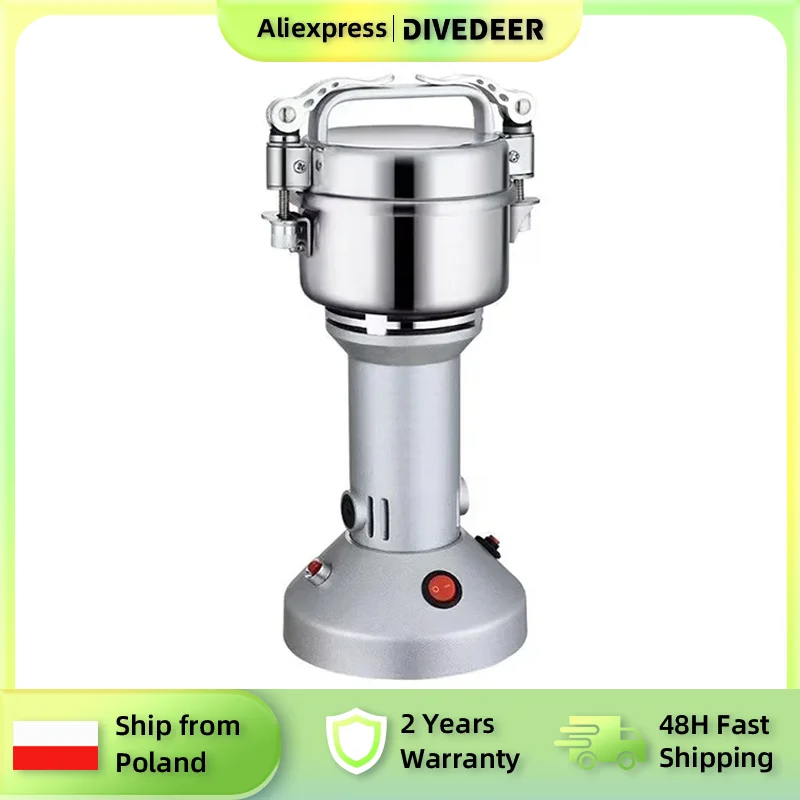 DIVEDEER Electric Grinder Mill Grinds Grains Spices Herbs Coffee Dry Foods 150~4500g Capacity for Flour/Powder Crushing