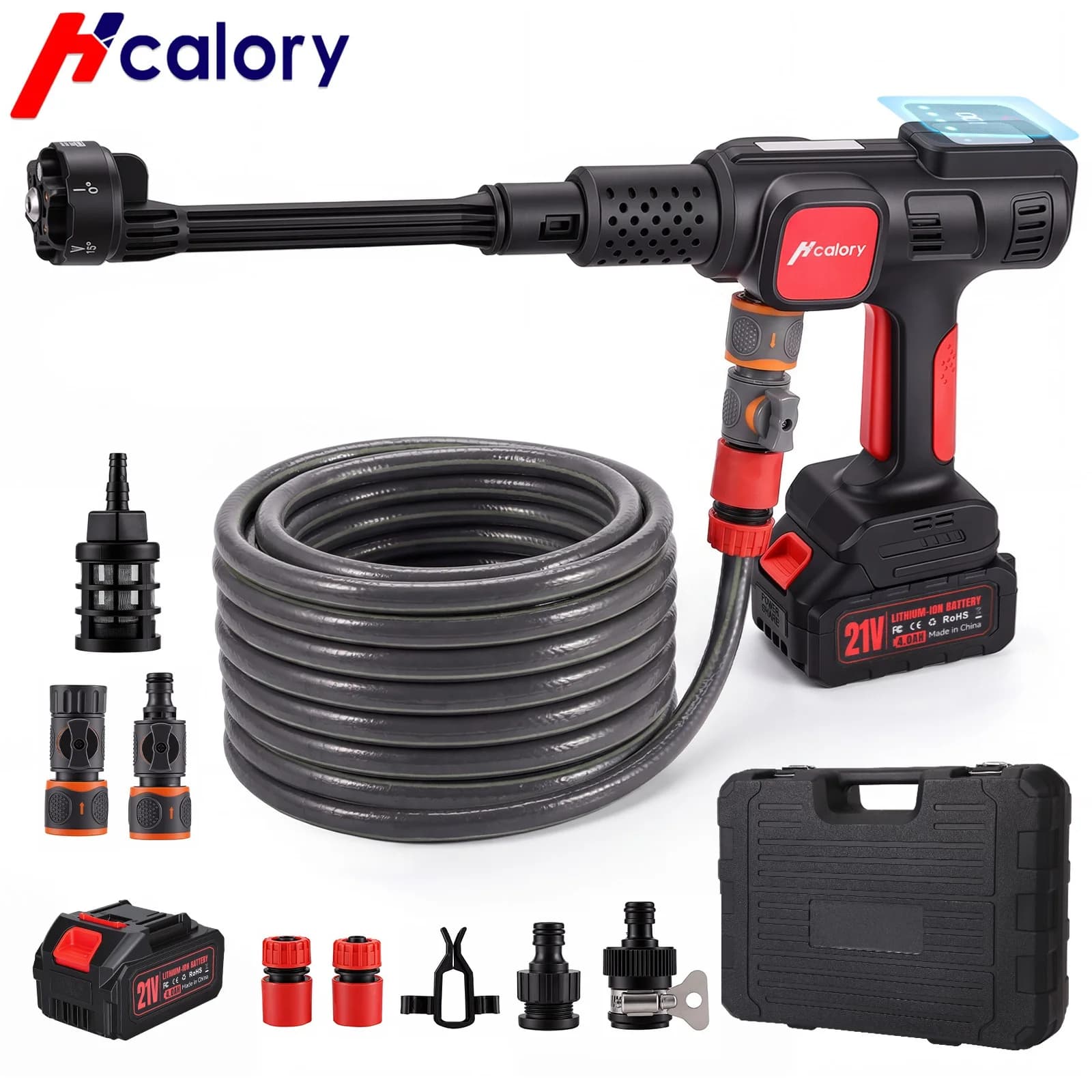 Hcalory 7-in-1 Rechargeable Cordless Battery Pressure Washer with 240W Brushless Motor 120 Bar Max Pressure