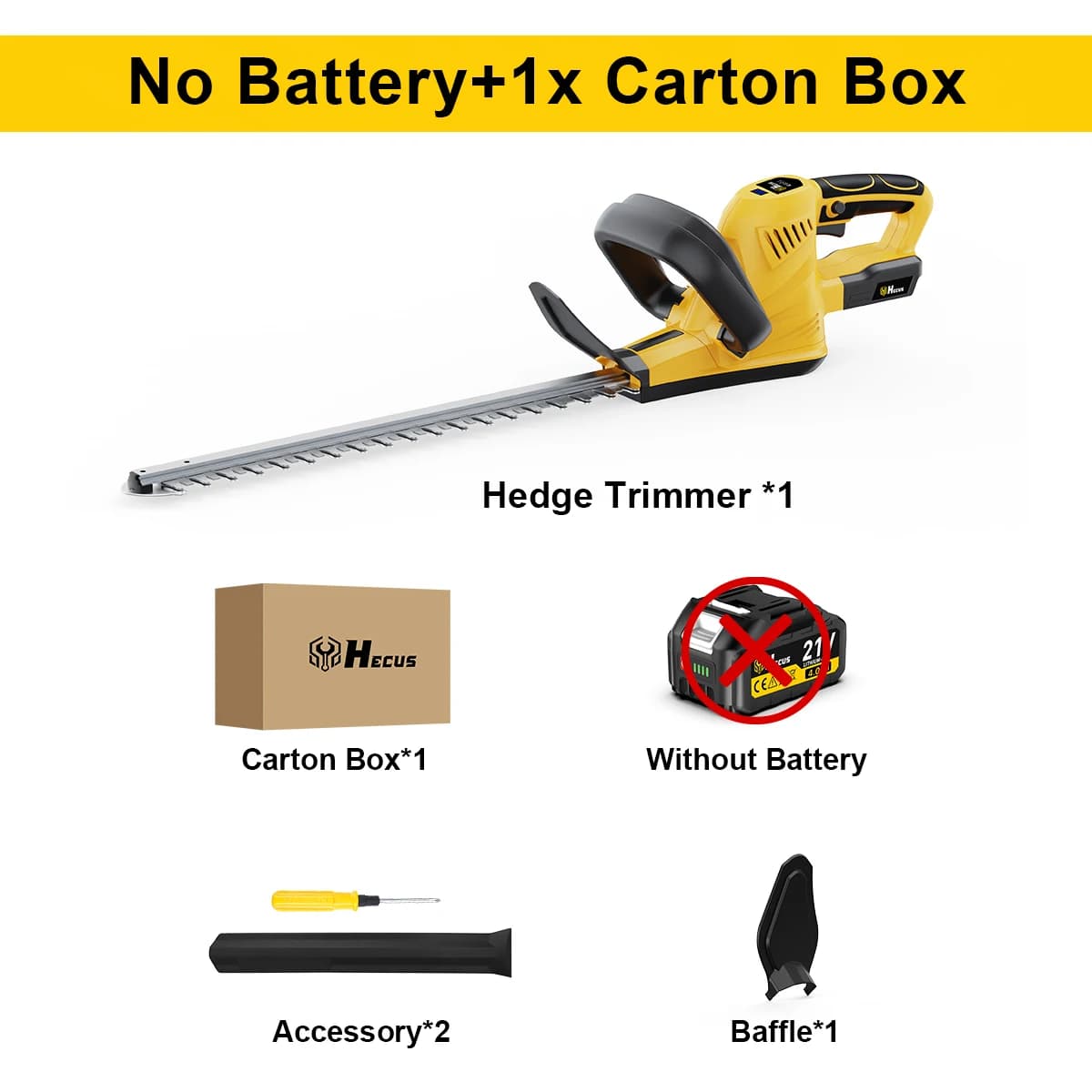 Hecus 2000W Brushless Electric Hedge Trimmer 7200SPM Garden Efficient Lawn Mower Landscaping Hedge Shrub Pruning Saw Power Tool For Makita 18V Battery Pin