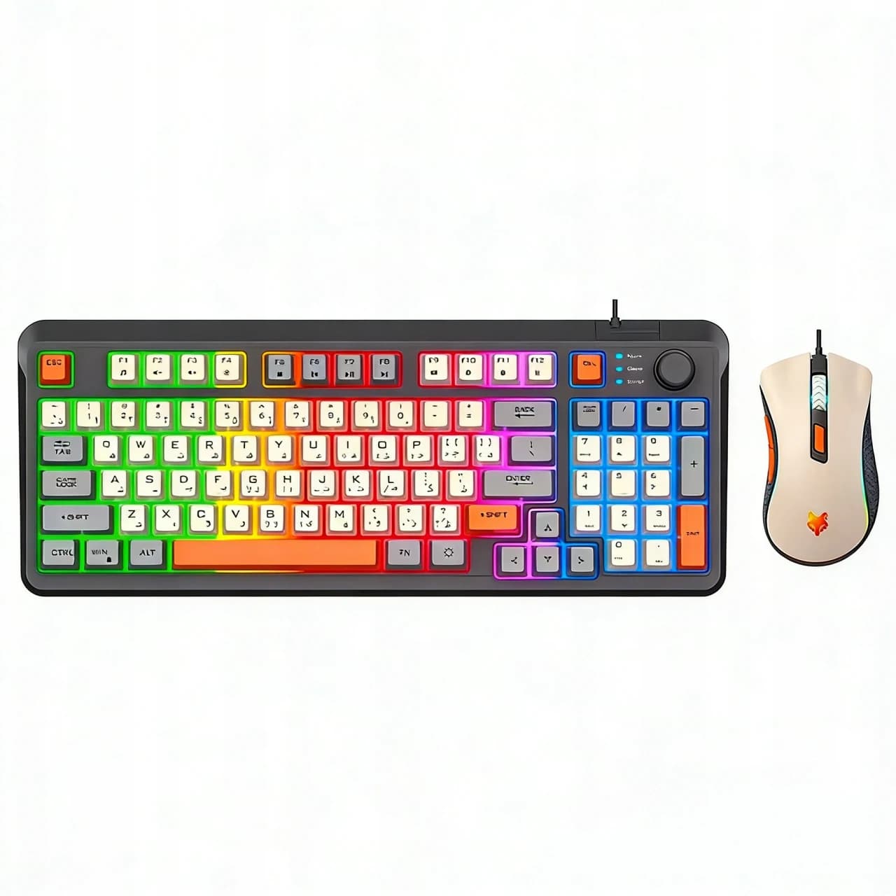 Wired Gaming Keyboard And Mouse Combo - Office Compatible Black/White Wired Computer Keyboard with Mouse for PC Games