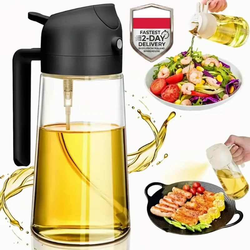 2in1 Kitchen Spray Oil Dispenser Sprayer Polisher Spray for Air Fryer Salad Grilling Roasting Cooking Kitchen Oil Sprayer for Cooking Olive Dispenser and Oil Spray Bottle for Kitchen Spray Oils Bottle Washer Vinegar Soy Sauce Sprayer Containers Washer