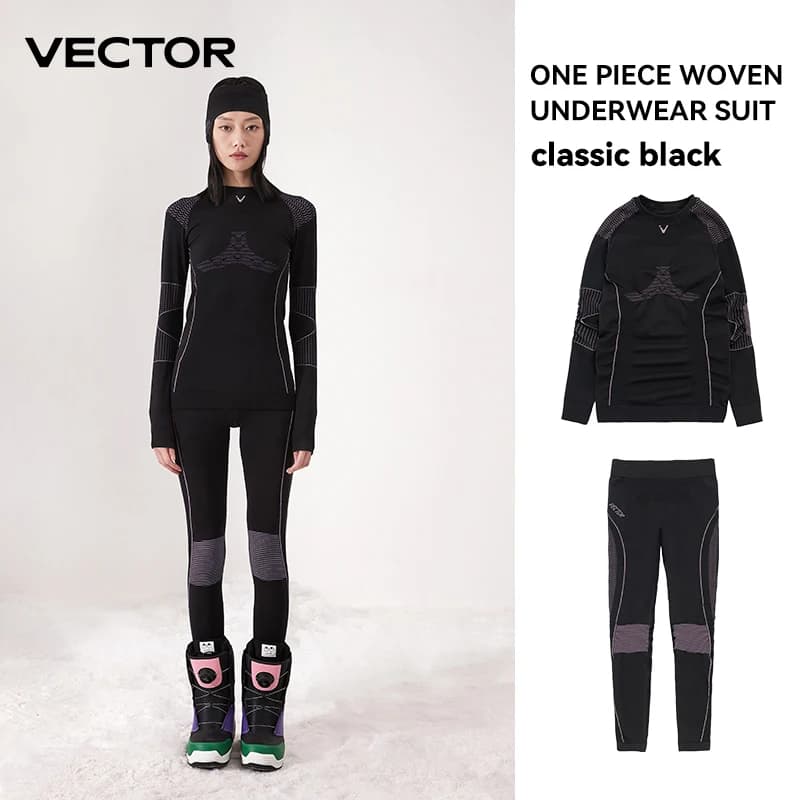 VECTOR Men Women Ski Thermal Underwear Sets Quick Dry Functional Compression Tracksuit Tight Snowboarding Tops and Pants Adult