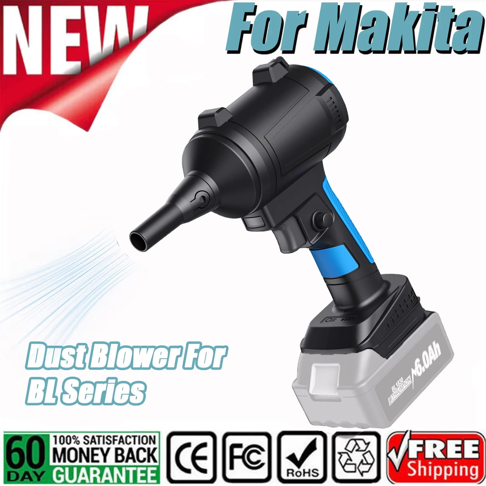 Cordless Dust Blower For Makita BL1830 BL1840 BL1850 BL1860 Battery Portable Plug-And-Play Handheld 18V Power Dust Blow Tool