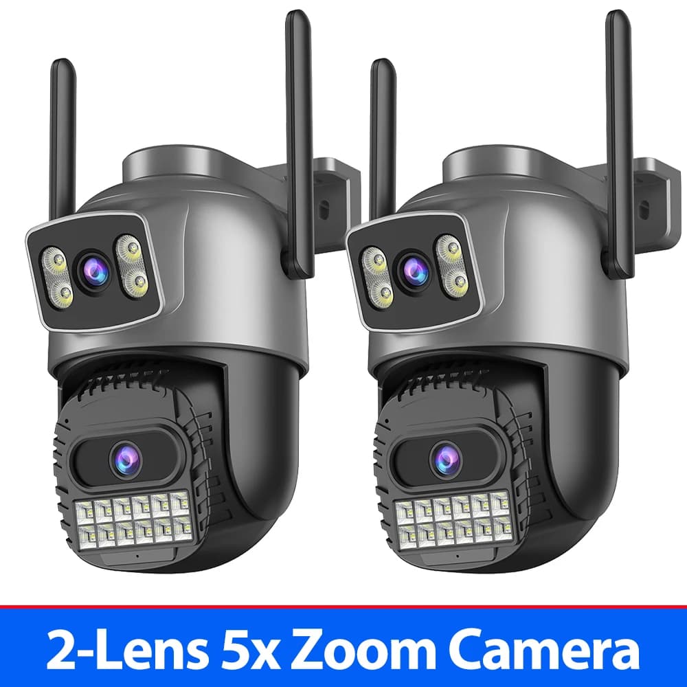 2PCs 15MP 8K WiFi Security Camera 2.4G/5G Dual Band Dual Screens 10X Zoom CCTV Surveillance Camera Night Vision Human Detection