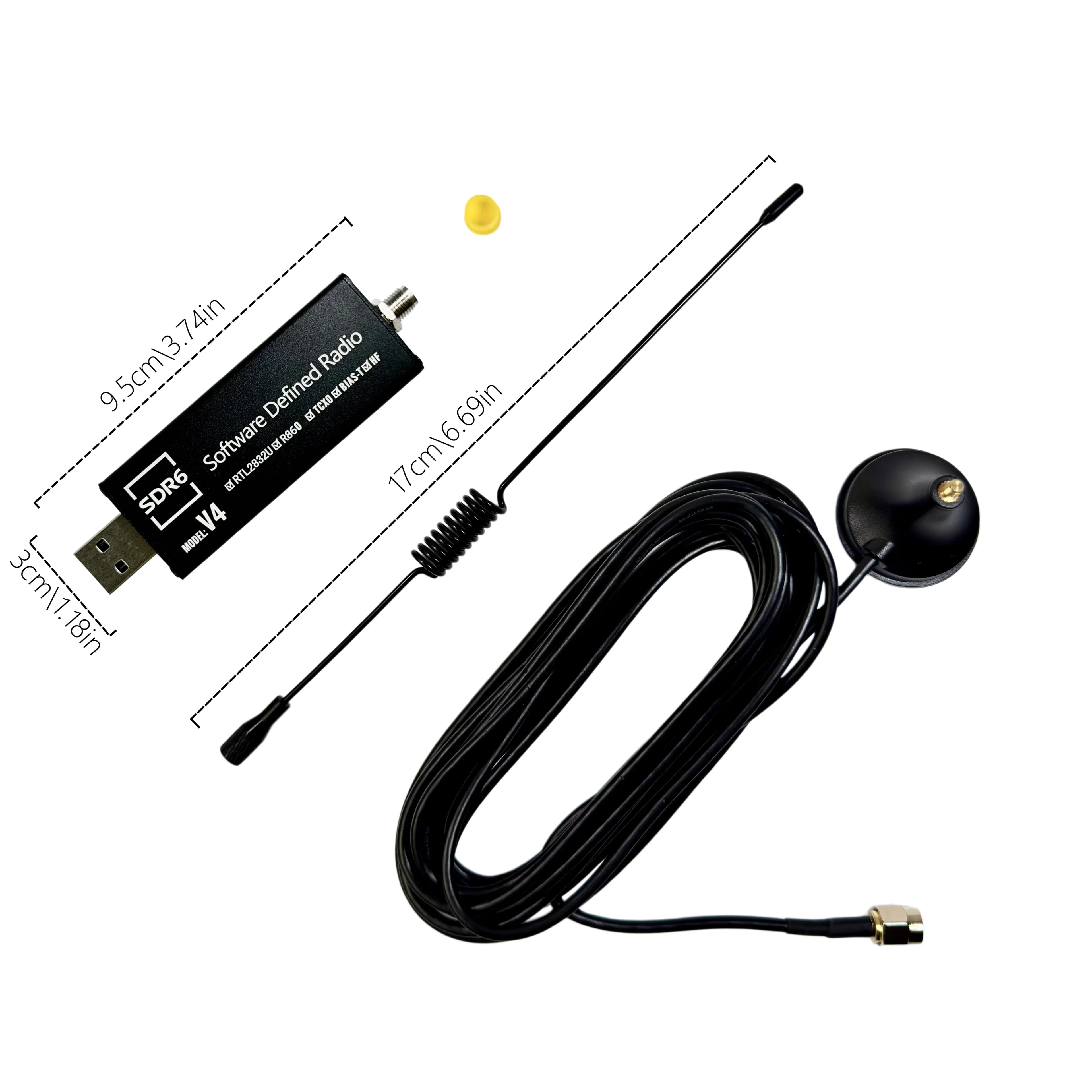 RTL SDR V4 R828D RTL2832U 1PPM TCXO SMA RTLSDR Software Defined Radio With Multipurpose Antenna