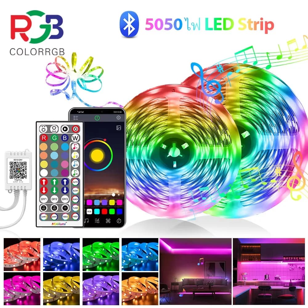 Led Strip Lights Smart Light Strips with App Control RGB Led Lights for Bedroom，Music Sync Color Changing