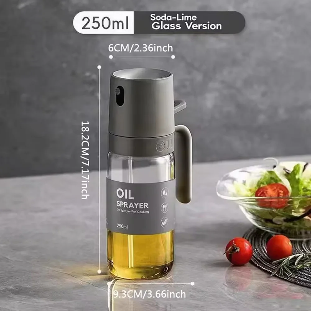 Oil Sprayer Kitchen Tools for Cooking,Borosilicate Glass Oil Sprayer, 250ml Oil Spray Bottle for BBQ Kitchen Baking Roasting