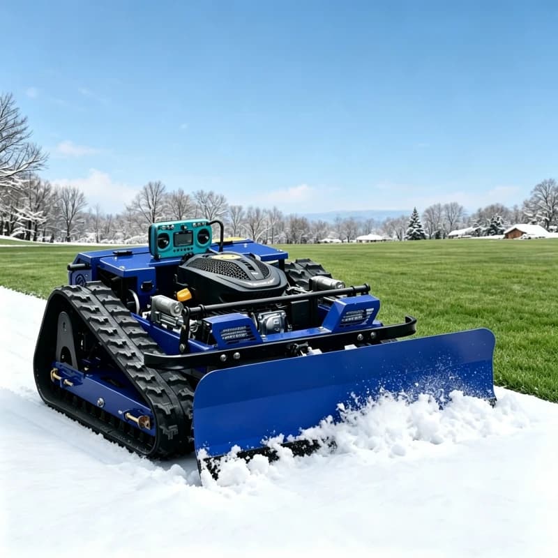 Remote Control Lawn Mower 500mm Cutting Width, 45° Steep Slope Crawler Grass Cutter with Snow Shovel, Smart Rechargeable Robotic Mower for Home Garden