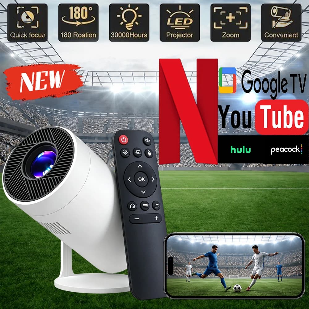 4K Decoding Native 720P MAOHUTER Z10Pro 200 ANSI Lumens Android 13.0 Projector Wi-Fi 6 & Bluetooth5.0 HDMI USB Projector For Phone Laptop Projector