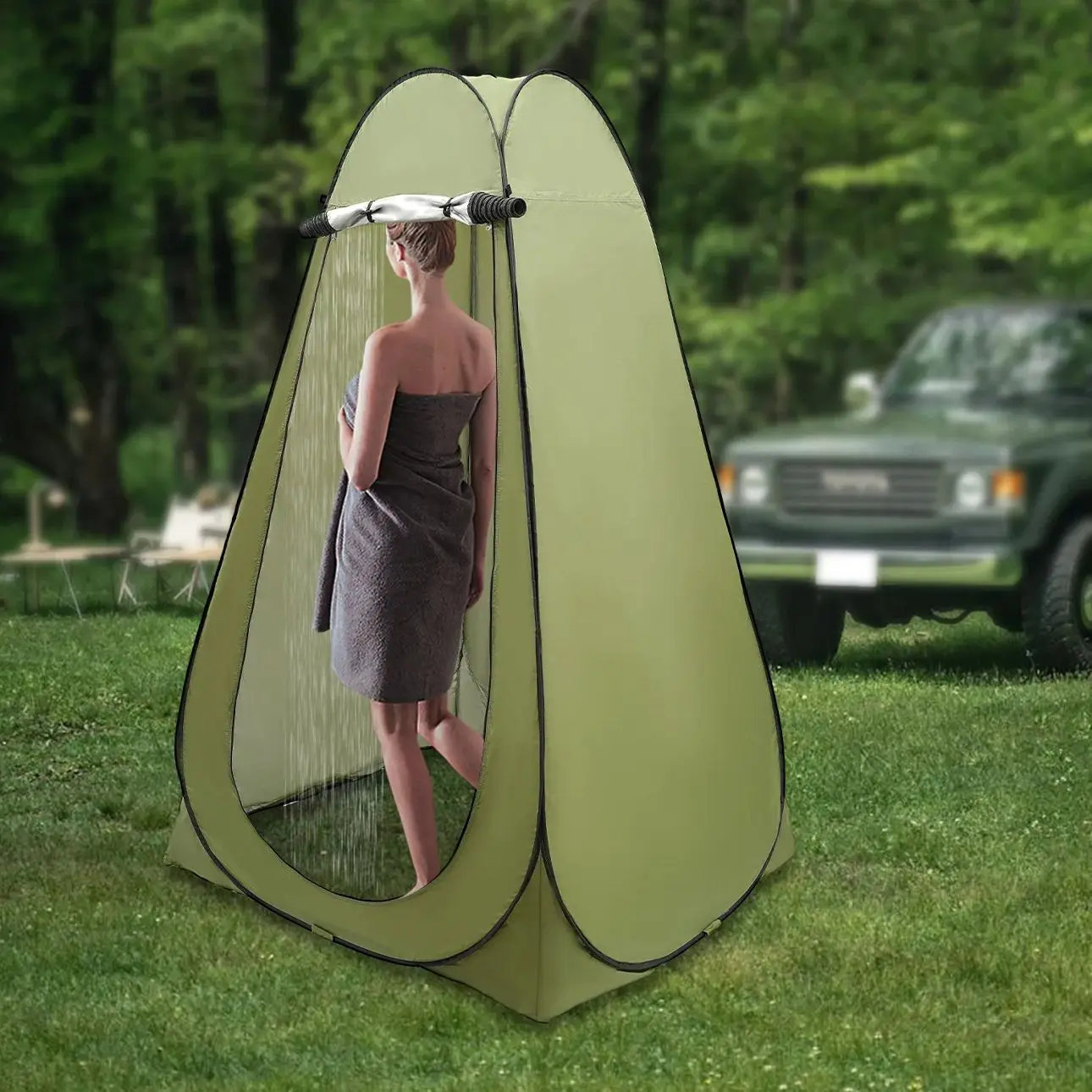 Portable Privacy Shower Tent 1.2x1.2x1.9m Outdoor Portable Waterproof Toilet Tent for Camping Hiking Beach Shower Bathroom