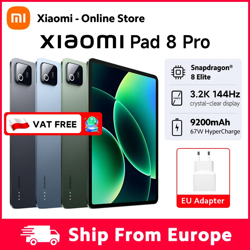 Global Version Xiaomi Pad 8 Pro 8GB / 12GB RAM 11.2 inch 3.2K 144Hz display 50MP Rear Camera 9200mAh Battery 67W HyperCharge 8-core Snapdragon® 8 Elite CPU