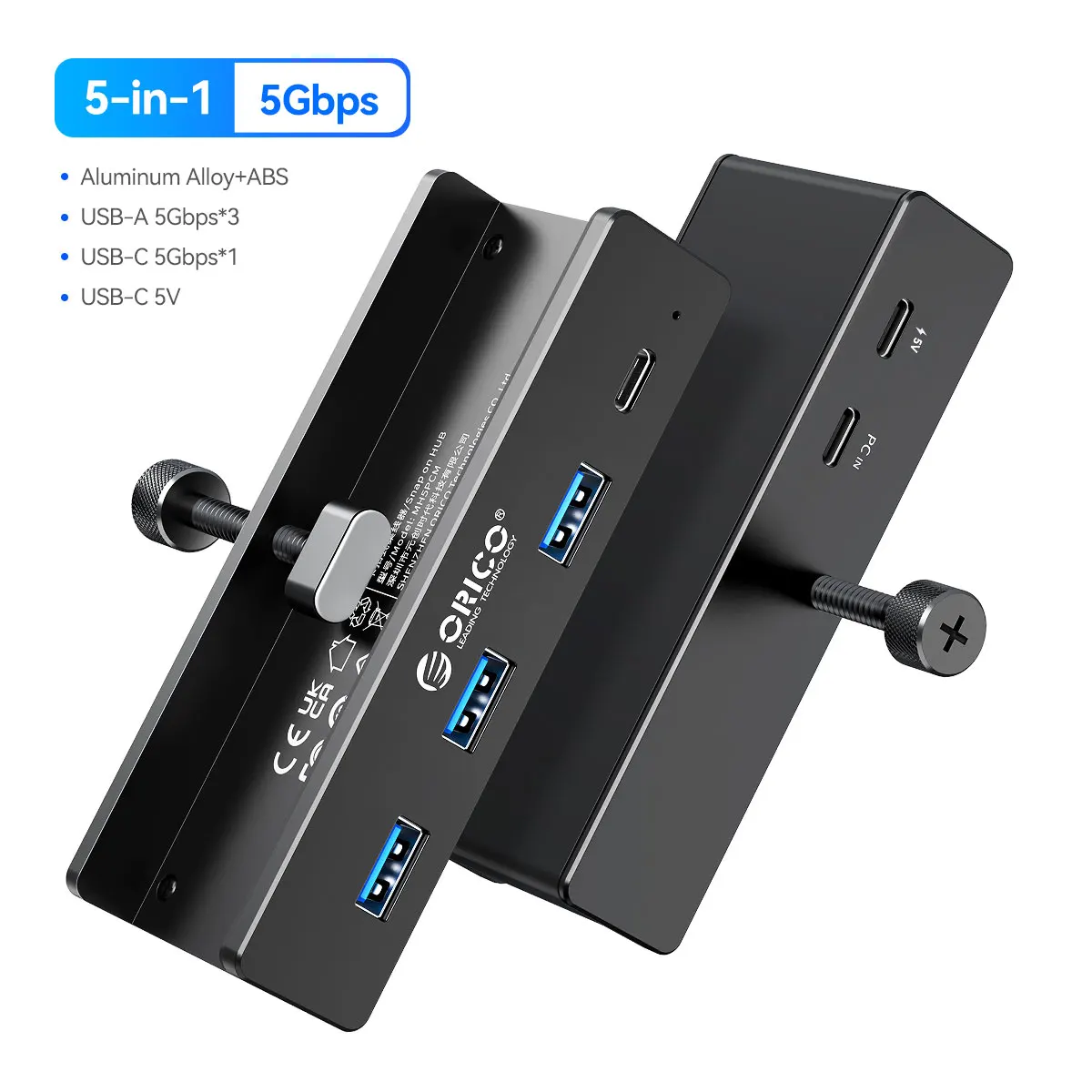 ORICO MH4PC USB 3.0 Hub 6-Port Expansion with Power Connector 5Gbps Protocol High-Speed Transmission SD TF Card Fast Reading